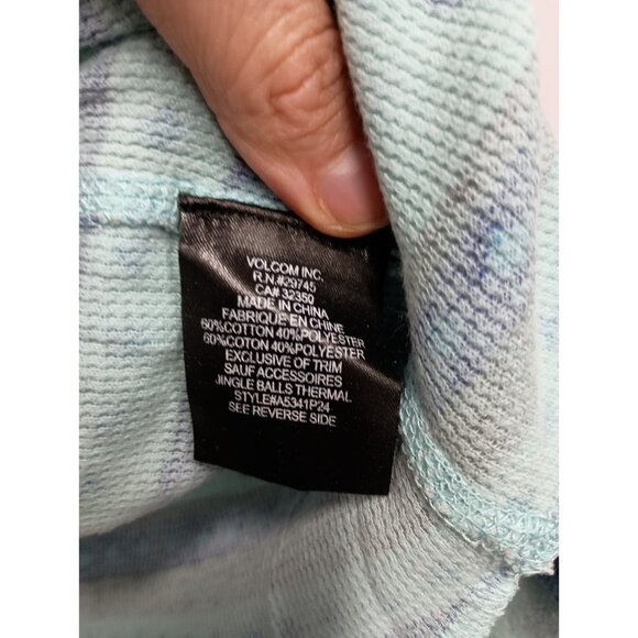 Vintage Volcom Womens Top Large Blue Thermal Long Sleeve Southwest BOHO - Picture 5 of 8